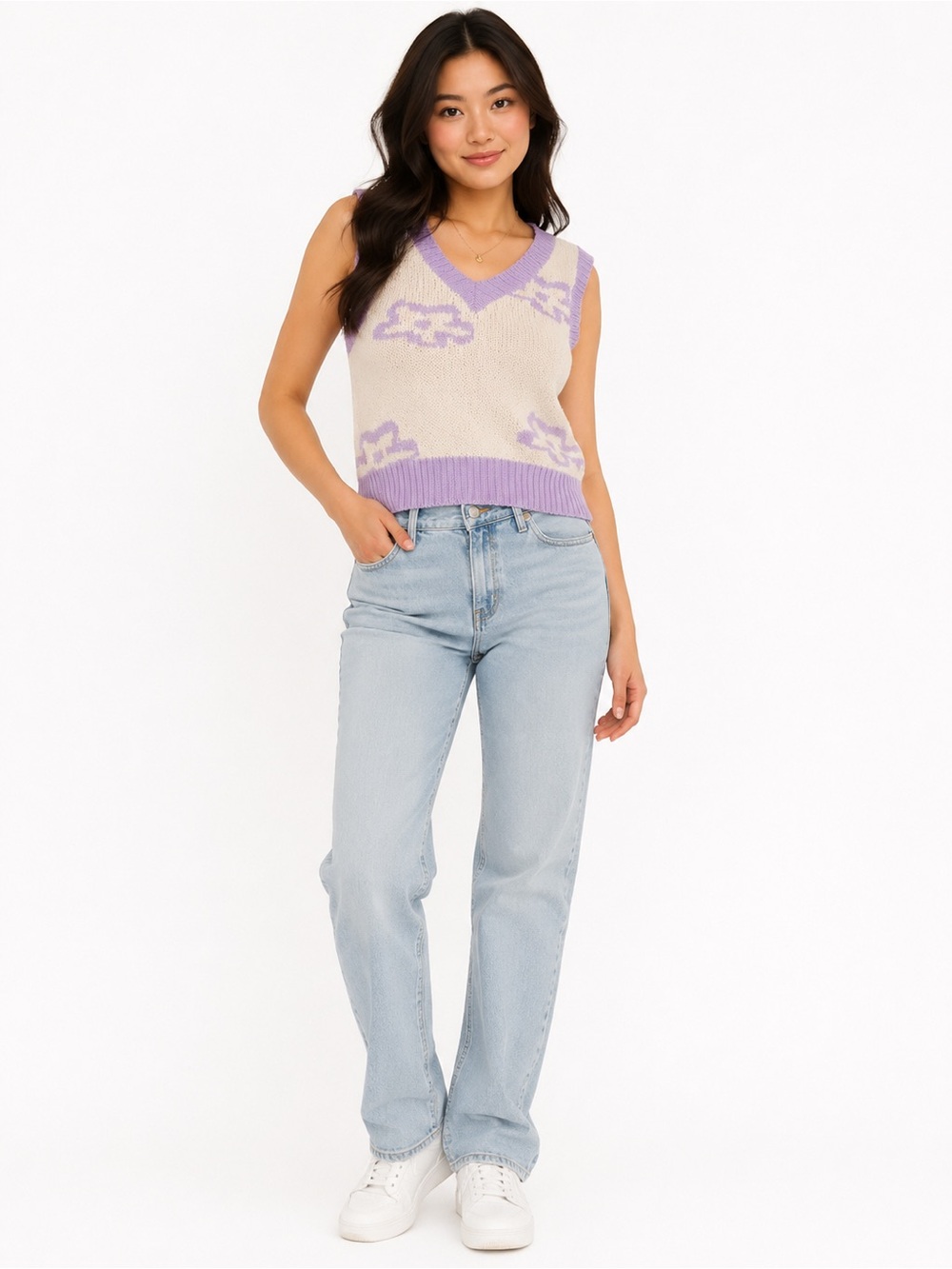 Dreamers by Debut NWT Lavender Trim Cloud Pattern Knit Tank Top